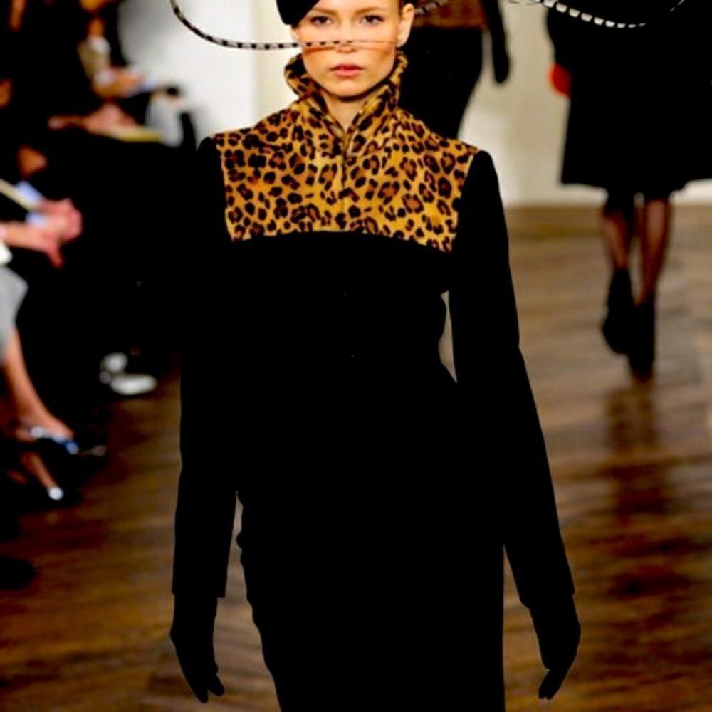 Vtg Ralph Lauren Fall 08 Collection Black Cashmere Leopard Print Cocktail Jacket - Picture 6 of 16